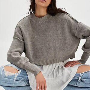 Free People Easy Street Crop Pullover Grey oversized New with tags! Small
